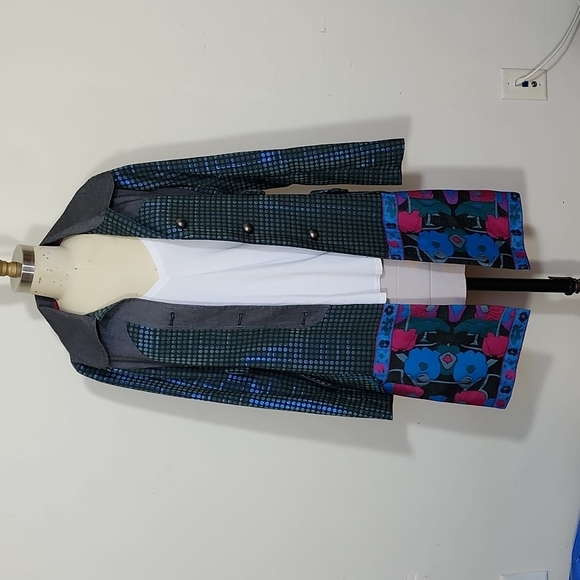 Custo Barcelona Retro Colorblock Button Down Mid Length Blazer Jacket Size 38=S - Picture 2 of 9